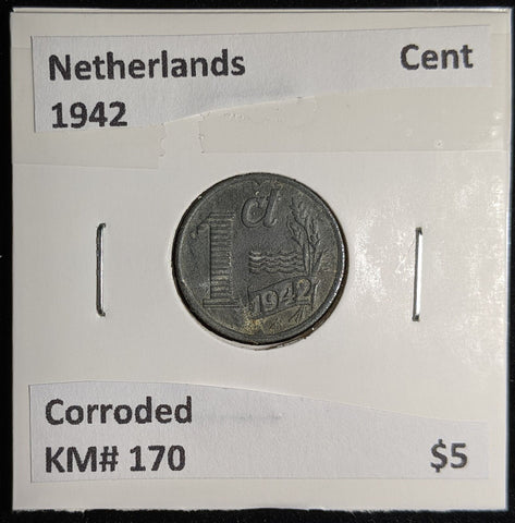 Netherlands 1942 Cent KM# 170 Corroded #169 #17B