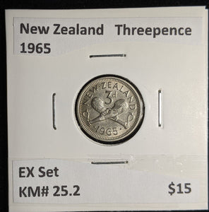 New Zealand 1965 Threepence 3d KM# 25.2 EX Set #069 #17B