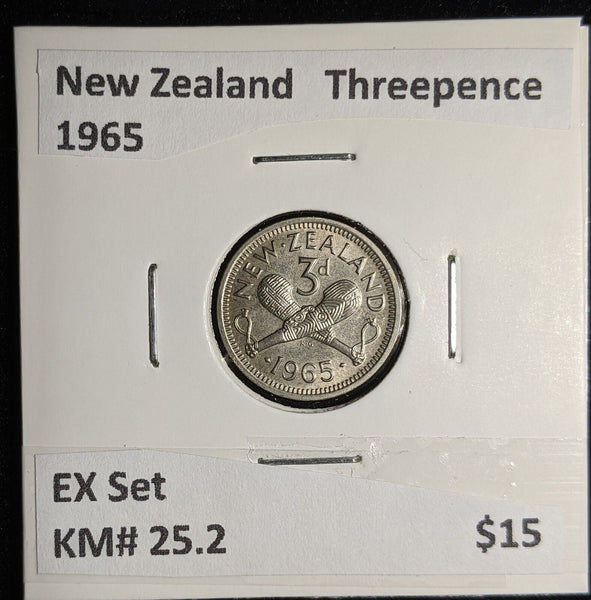 New Zealand 1965 Threepence 3d KM# 25.2 EX Set #069 #17B