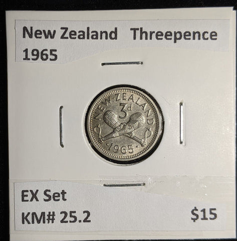 New Zealand 1965 Threepence 3d KM# 25.2 EX Set #069 #17B