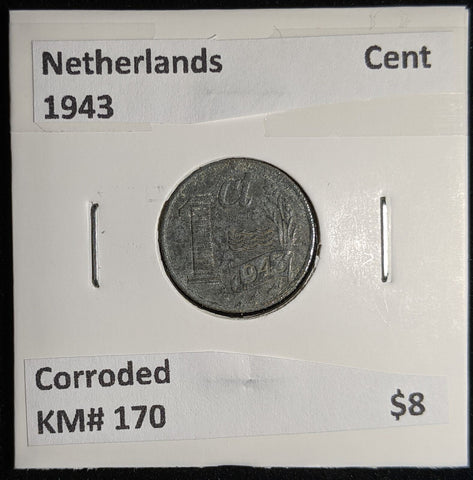 Netherlands 1943 Cent KM# 170 Corroded #127 #17B