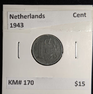Netherlands 1943 Cent KM# 170 #102 #17B