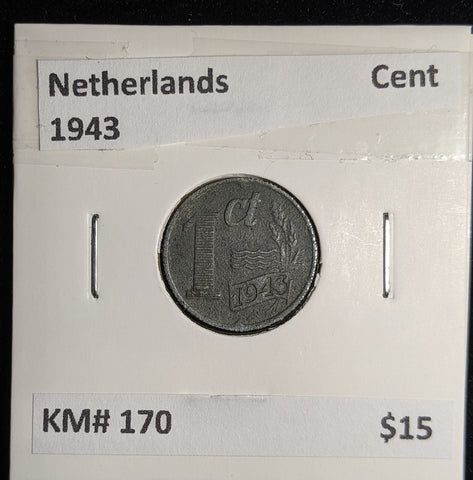 Netherlands 1943 Cent KM# 170 #102 #17B
