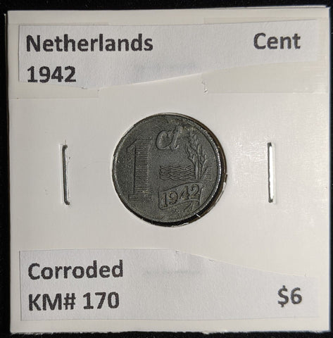 Netherlands 1942 Cent KM# 170 Corroded #098 #17B