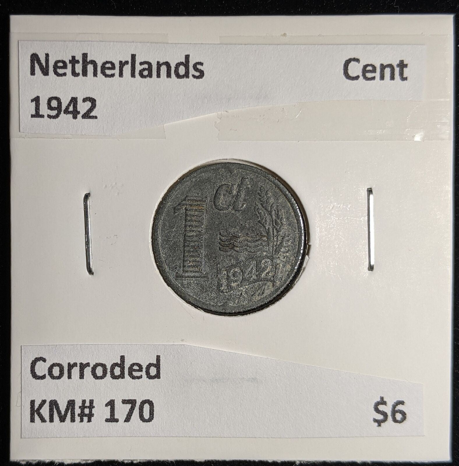 Netherlands 1942 Cent KM# 170 Corroded #122 #17B