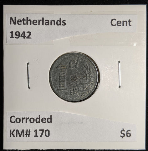 Netherlands 1942 Cent KM# 170 Corroded #122 #17B