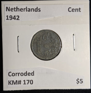 Netherlands 1942 Cent KM# 170 Corroded #121 #17B