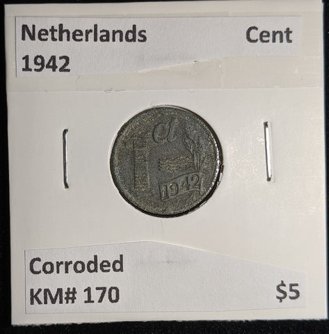 Netherlands 1942 Cent KM# 170 Corroded #121 #17B