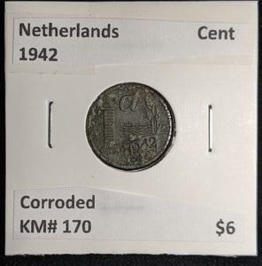 Netherlands 1942 Cent KM# 170 Corroded #126 #17B