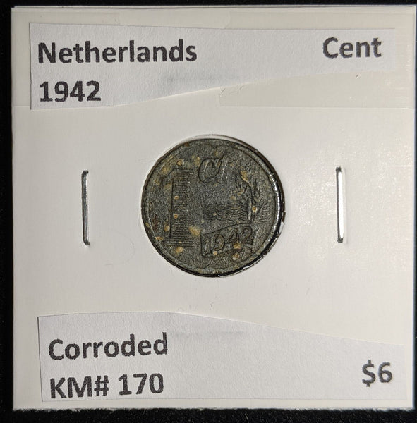 Netherlands 1942 Cent KM# 170 Corroded #104 #17B