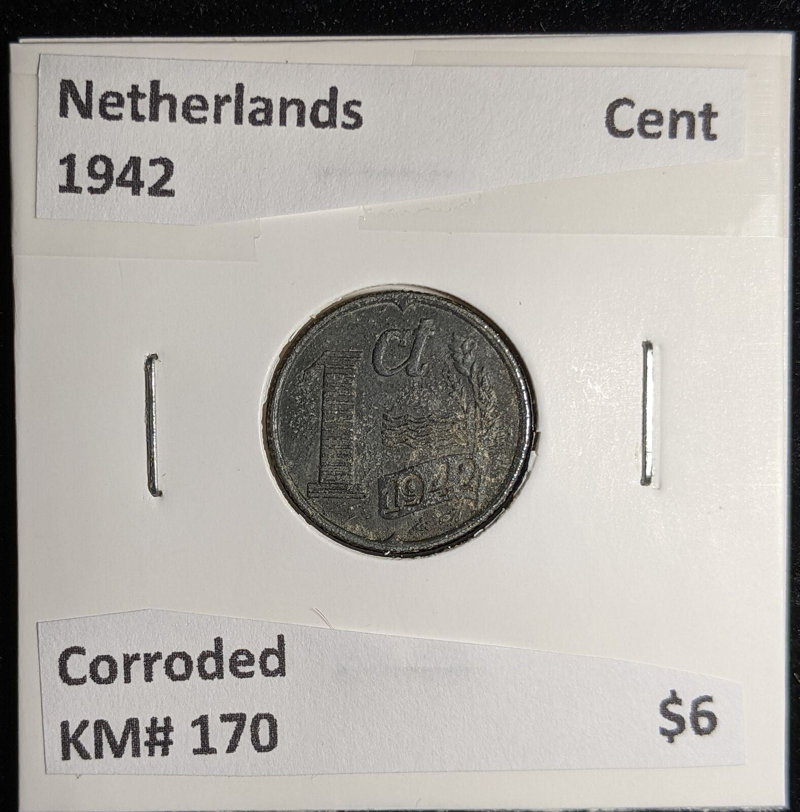 Netherlands 1942 Cent KM# 170 Corroded #107 #17B