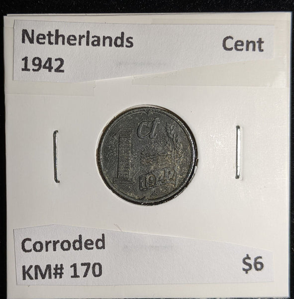 Netherlands 1942 Cent KM# 170 Corroded #107 #17B