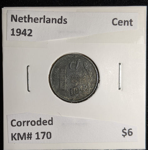 Netherlands 1942 Cent KM# 170 Corroded #107 #17B