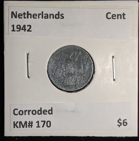 Netherlands 1942 Cent KM# 170 Corroded #091 #17A