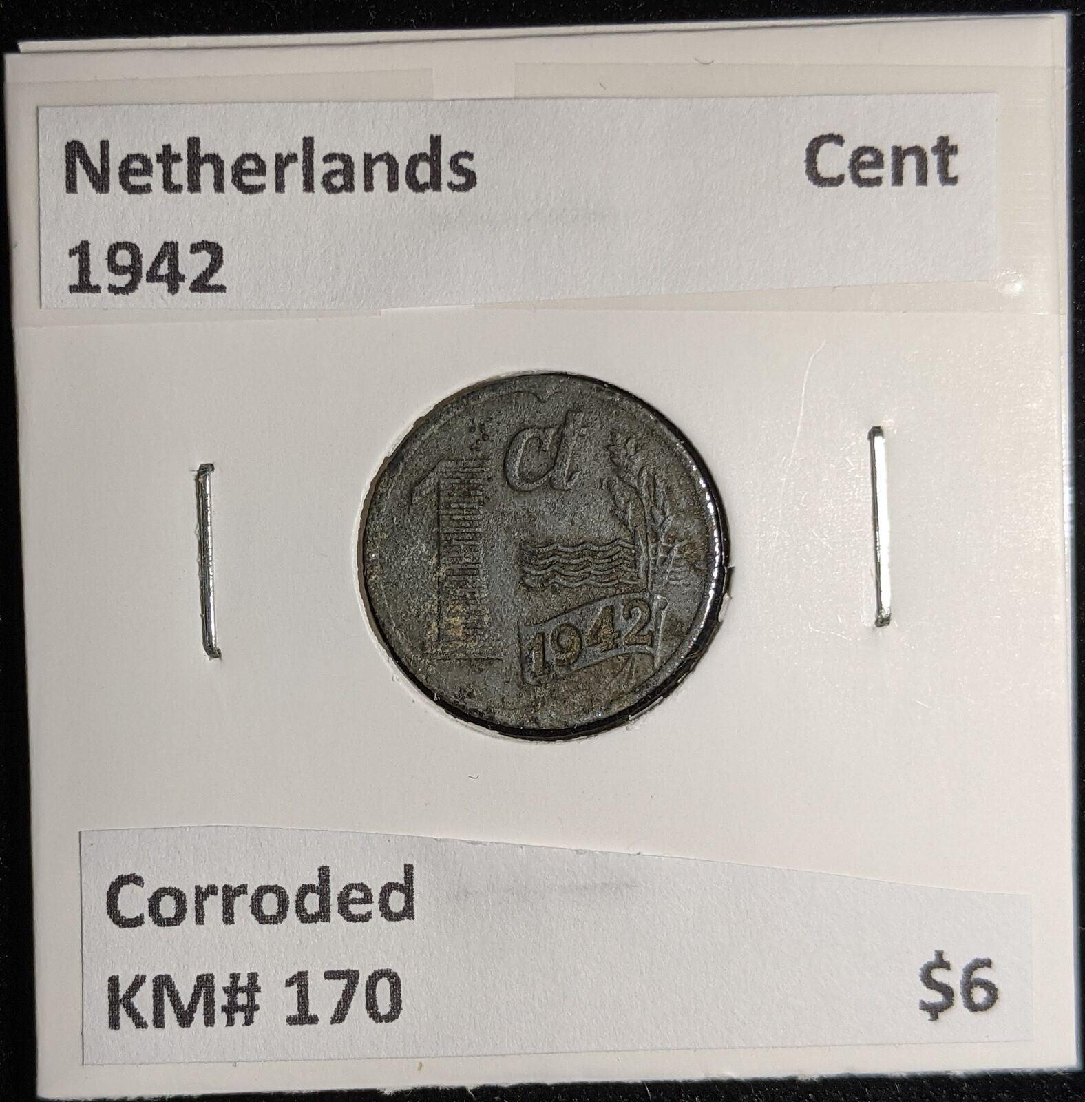 Netherlands 1942 Cent KM# 170 Corroded #062 #17A