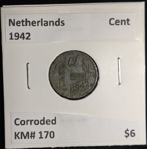 Netherlands 1942 Cent KM# 170 Corroded #062 #17A