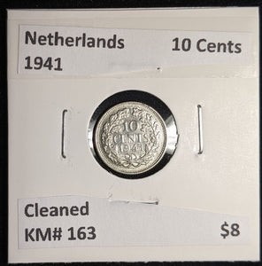 Netherlands 1941 10 cents KM# 163 Cleaned #048 #17A