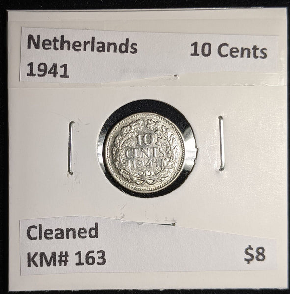 Netherlands 1941 10 cents KM# 163 Cleaned #048 #17A
