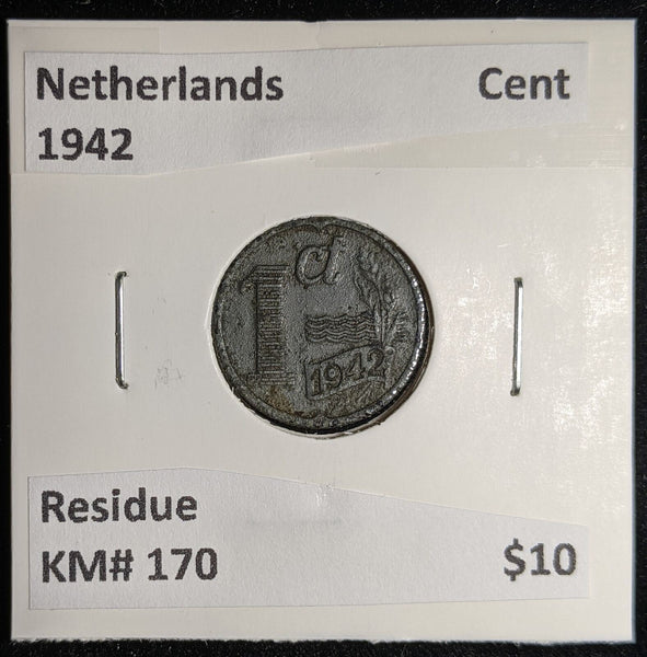Netherlands 1942 Cent KM# 170 Residue #167 #17A