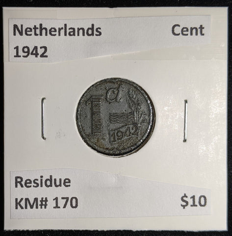 Netherlands 1942 Cent KM# 170 Residue #167 #17A