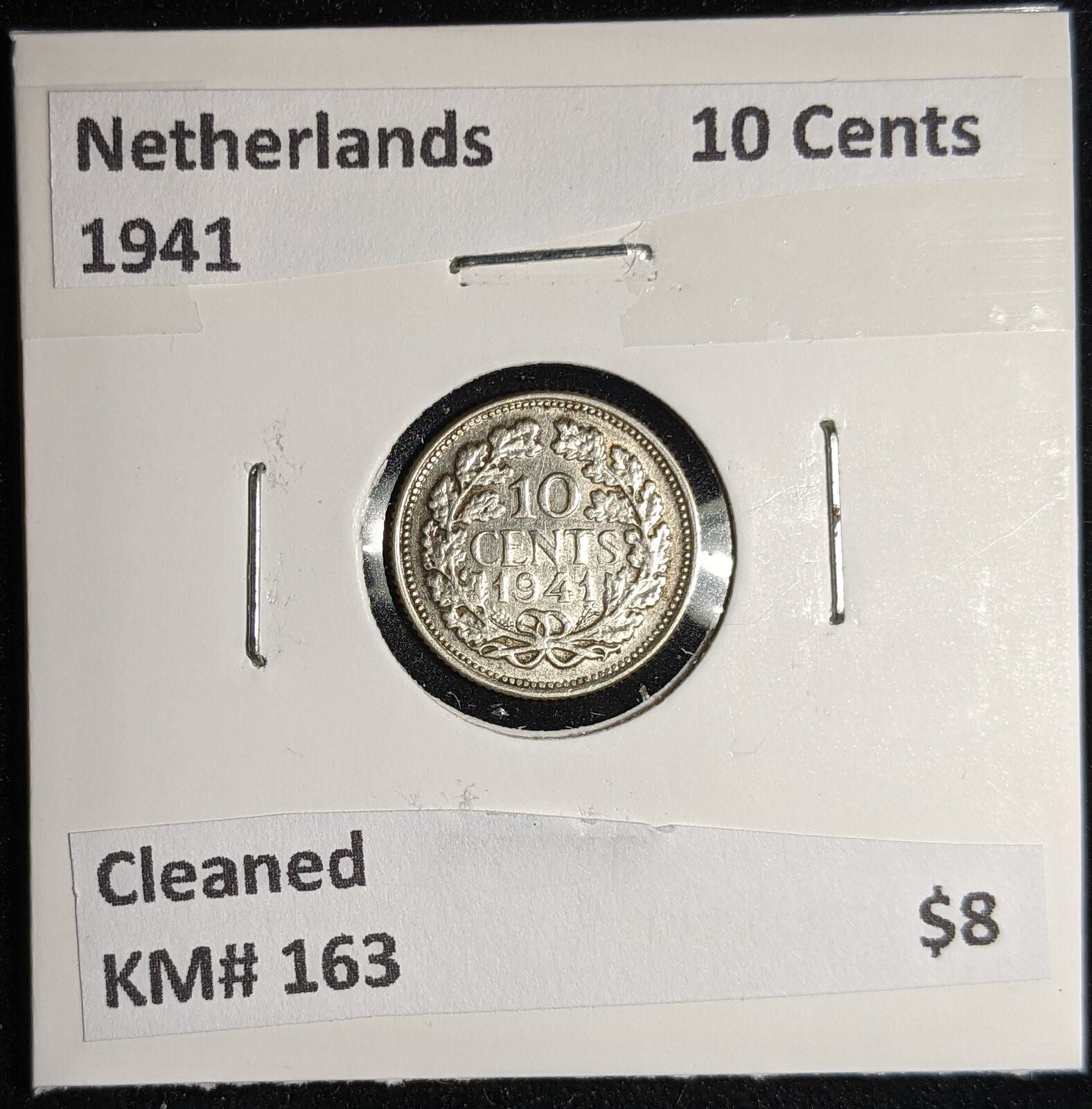 Netherlands 1941 10 cents KM# 163 Cleaned #060 #17A