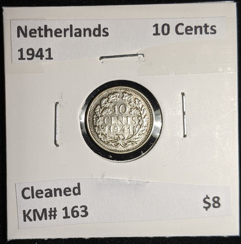 Netherlands 1941 10 cents KM# 163 Cleaned #060 #17A