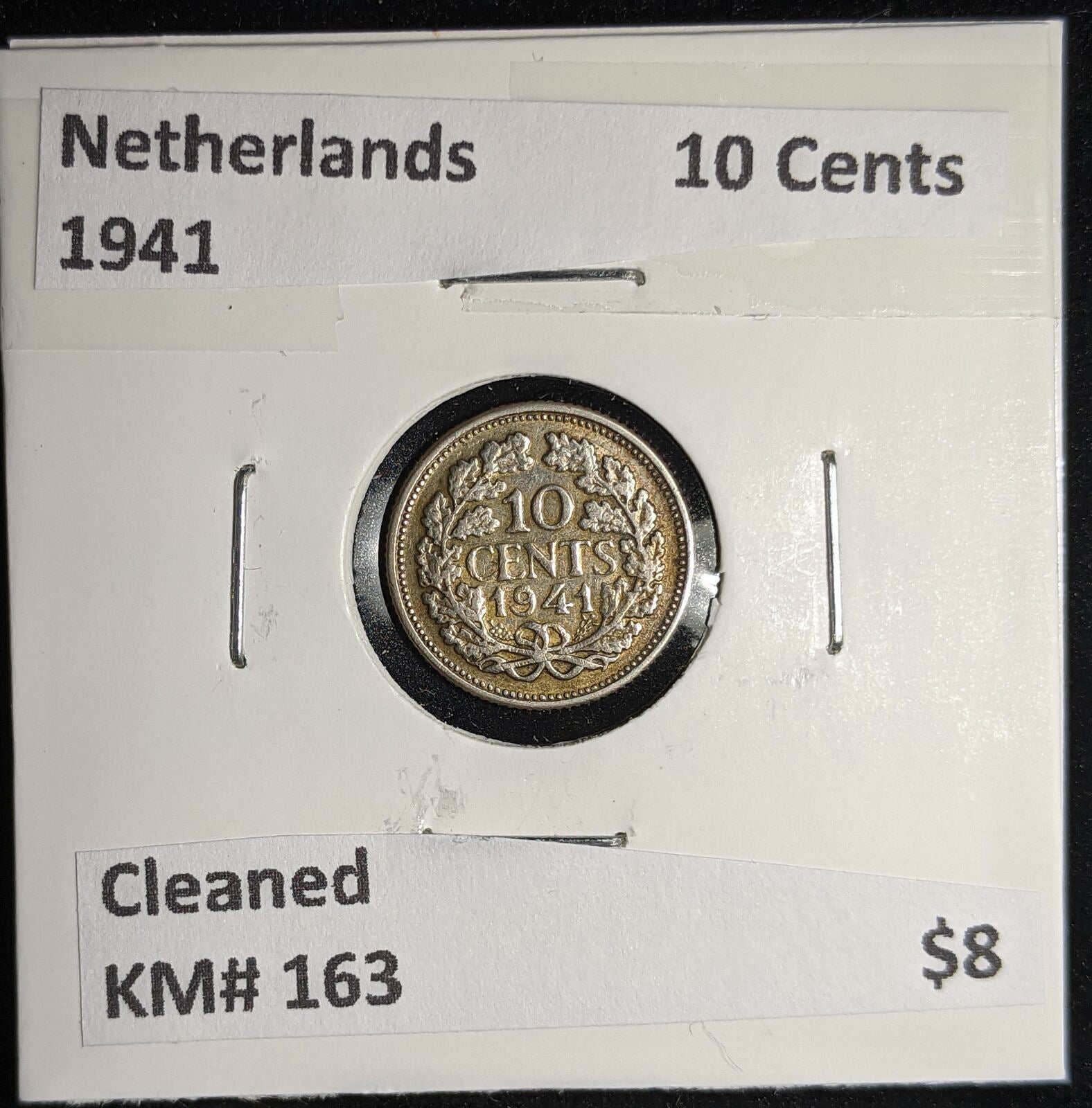 Netherlands 1941 10 cents KM# 163 Cleaned #117 #17A