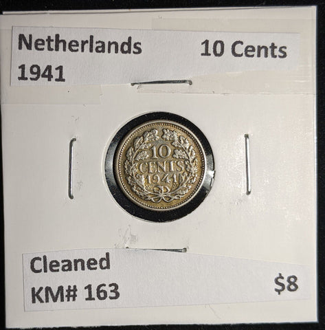 Netherlands 1941 10 cents KM# 163 Cleaned #117 #17A