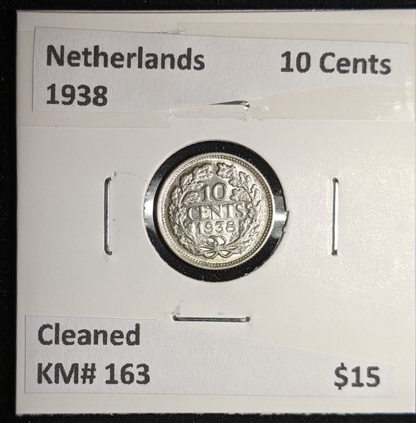Netherlands 1938 10 cents KM# 163 Cleaned #046 #17A