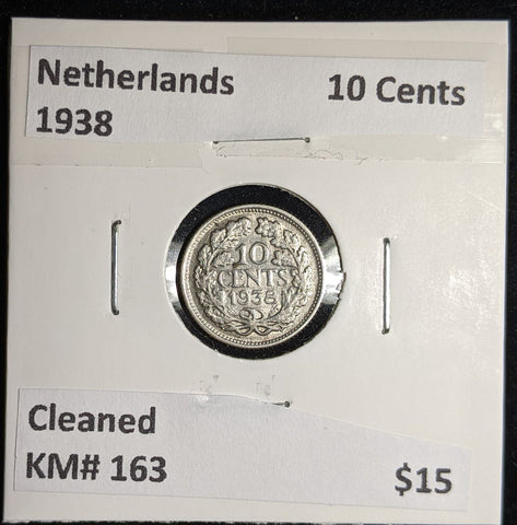 Netherlands 1938 10 cents KM# 163 Cleaned #105 #17A
