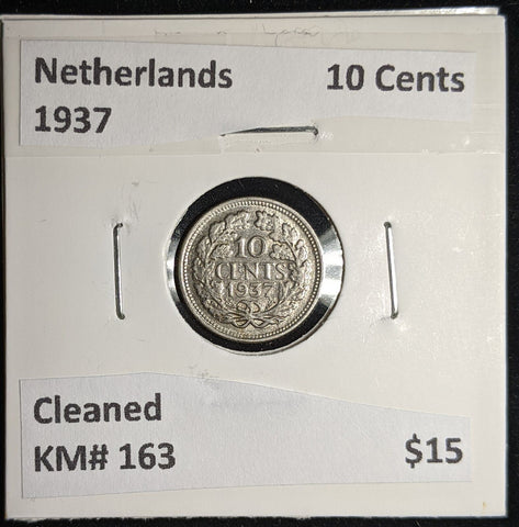 Netherlands 1937 10 cents KM# 163 Cleaned #057 #17A