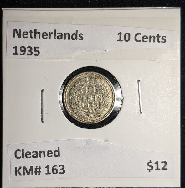 Netherlands 1935 10 cents KM# 163 Cleaned #109 #17A