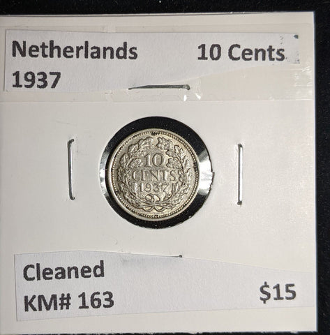 Netherlands 1937 10 cents KM# 163 Cleaned #111 #17A
