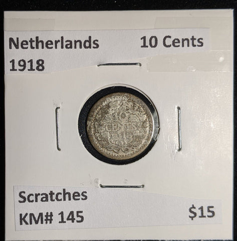 Netherlands 1918 10 cents KM# 145 Scratches #094 #17A