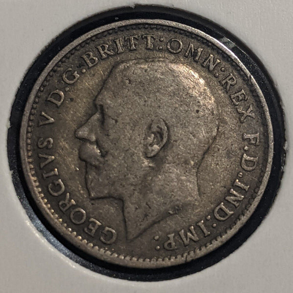 Great Britain 1917 Threepence 3d KM# 813 Cleaned #155  #19C