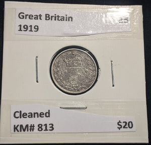 Great Britain 1919 Threepence 3d KM# 813 Cleaned #278   #19C