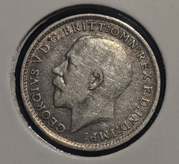 Great Britain 1919 Threepence 3d KM# 813 Cleaned #278   #19C
