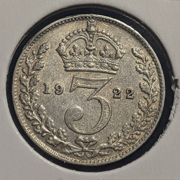 Great Britain 1922 Threepence 3d KM# 813a Cleaned #334   #19C