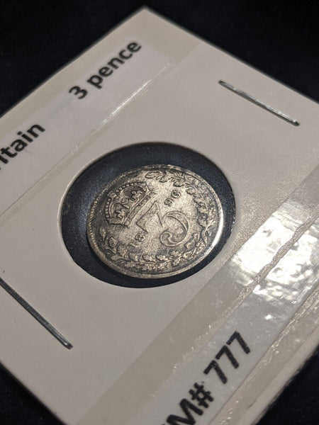 Great Britain 1896 Threepence 3d KM# 777 Cleaned #S25  #19C