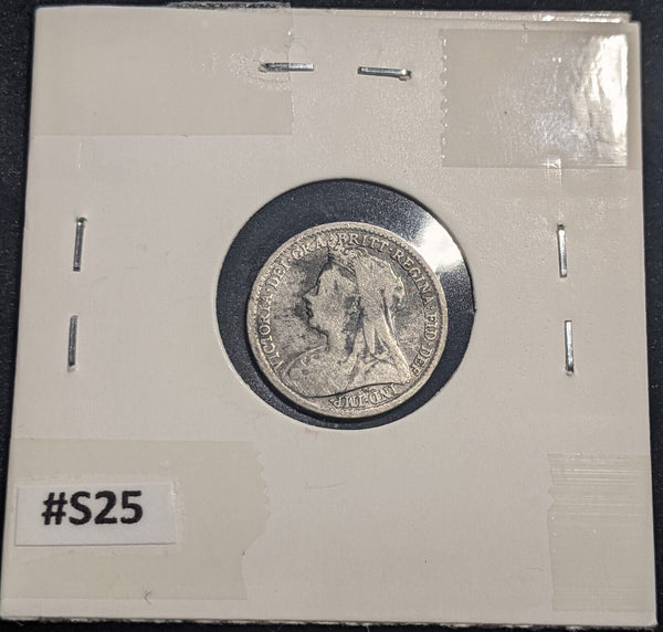 Great Britain 1896 Threepence 3d KM# 777 Cleaned #S25  #19C