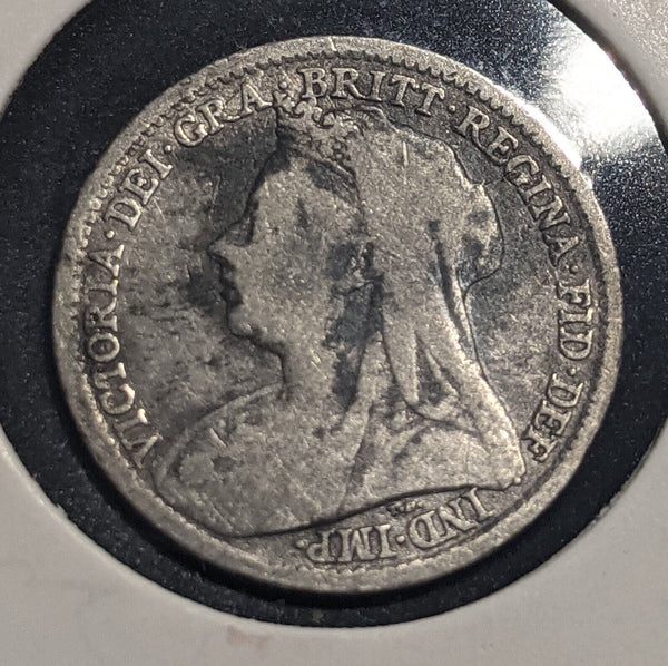Great Britain 1896 Threepence 3d KM# 777 Cleaned #S25  #19C