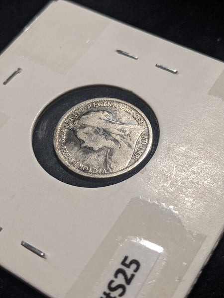 Great Britain 1896 Threepence 3d KM# 777 Cleaned #S25  #19C