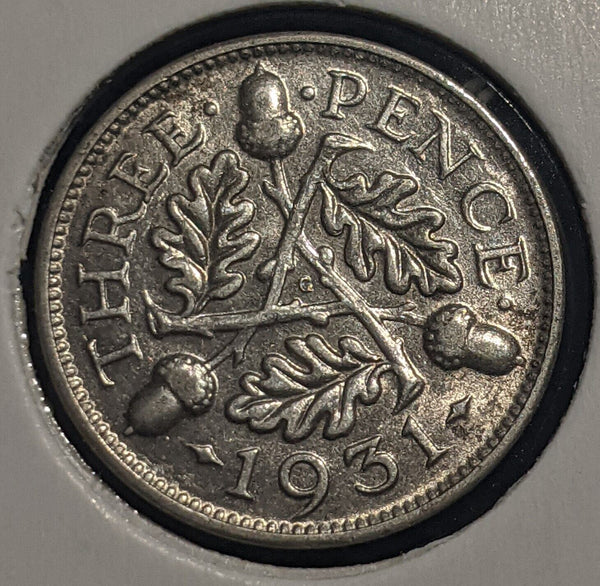 Great Britain 1931 Threepence 3d KM# 831 Cleaned #238  #19C