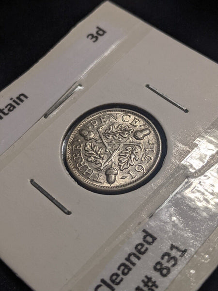 Great Britain 1931 Threepence 3d KM# 831 Cleaned #238  #19C