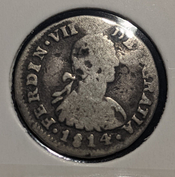 Chile 1814 FJ Real KM# 65 Dameged ex pin #022 #19A