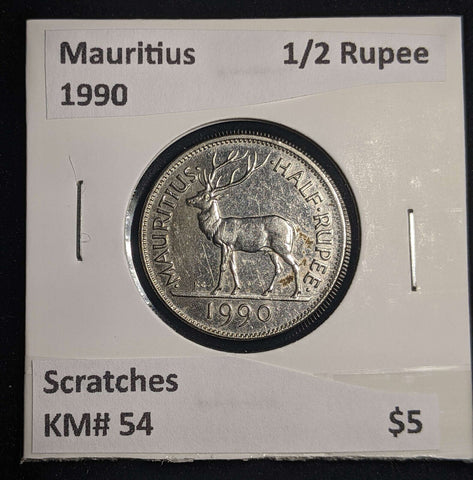 Mauritius 1990 1/2 Rupee KM# 54 Scratches #0090 #13A