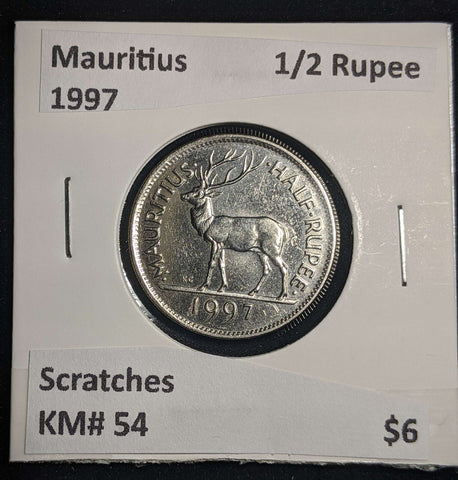 Mauritius 1997 1/2 Rupee KM# 54 Scratches #0044 #13A