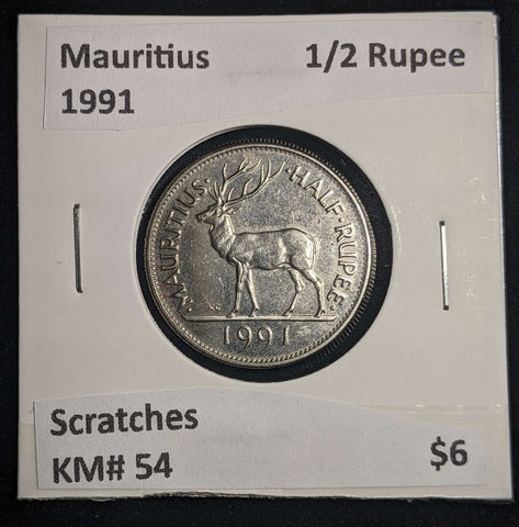 Mauritius 1991 1/2 Rupee KM# 54 Scratches #0105 #13A