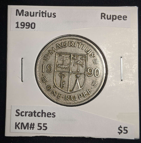 Mauritius 1990 Rupee KM# 55 Scratches #0055 #13A