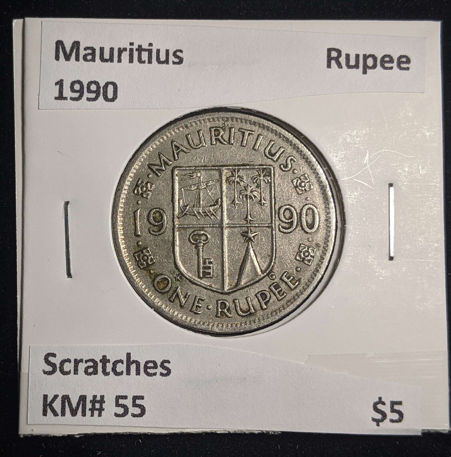 Mauritius 1990 Rupee KM# 55 Scratches #0030 #13A